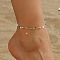 Cube Glass & Alloy Handmad Link Chain Anklets, Golden, 8-1/4 inch(210mm)