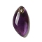 Natural Amethyst Pendants, with Golden Plated 304 Stainless Steel Findings, Horse Eye Charms, 25x12.5~13x5.5mm, Hole: 2x1mm