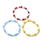 3Pcs 3 Colors Three Primary Color Series Glass Seed Beads Stretch Bead Bracelets, with Natural & Dyed Malaysia Jade, Jewelry for Women, Mixed Color, Inner Diameter: 2-1/8 inch(5.3cm), 1pc/color
