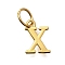 925 Sterling Silver Pendants, Real 18K Gold Plated, Letter, Letter X, 10x7x1mm, Hole: 4mm