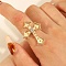 Adjustable Alloy Rhinestones Finger Rings for Women, Cross, Light Gold, Cross: 80.5x18.5mm, Inner Diameter: US Size 6 1/2(16.9mm)
