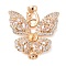 Brass Micro Pave Clear Cubic Zirconia Fold Oval Clasps, Cadmium Free & Nickel Free & Lead Free, Butterfly, Real 18K Gold Plated, 24mm, Hole: 4x5mm