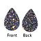 PU Leather Pendants, with Sequins, teardrop, Black, 39x25x2mm, Hole: 1.5mm