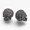Brass Micro Pave Cubic Zirconia Beads, Skull, Gunmetal, 10x11x13.5mm, Hole: 2mm