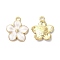 Alloy Enamel Pendants, Cadmium Free & Nickel Free & Lead Free, Golden, Flower Charm, White, 16x14x2.4mm, Hole: 1.5mm