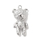 Brass Pendants, Cadmium Free & Nickel Free & Lead Free, Bear Charms, Real Platinum Plated, 25x13x8mm, Hole: 1.6mm
