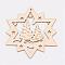 Undyed Wooden Pendants, Star, for Christmas Theme, Antique White, 99.5x92x3mm, Hole: 2mm