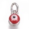 Brass Enamel Charms, Evil Eye, Platinum, 4x4mm, Hole: 2mm