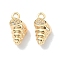 Brass Micro Pave Cubic Zirconia Pendants, Cadmium Free & Nickel Free & Lead Free, Conch, Real 18K Gold Plated, 12.5x6x4.5mm, Hole: 1.4mm
