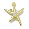 Alloy ABS Pearl Pendants, with Rhinestone, Cadmium Free & Nickel Free & Lead Free, Starfish, Golden, 26x19.5x6.5mm, Hole: 1.8mm