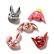 Opaque Resin Decoden Cabochons, Rabbit with Glasses & Dog with Crown, Mixed Shapes, Mixed Color, 13~26x16~29.5x8~9mm