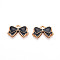 Alloy Enamel Pendants, Bowknot, Light Gold, Black, 10x16x2mm, Hole: 1.4mm