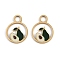 304 Stainless Steel Pendants, with Enamel, Ion Plating(IP), Flat Round with Fruits, Real 18K Gold Plated, Avocado, 13x10x1mm, Hole: 2.5mm