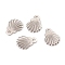Tarnish Resistant 304 Stainless Steel Pendants, Laser Cut, Scallop, Stainless Steel Color, 7.5x5.5x0.5mm, Hole: 1mm