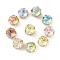 Brass Glass Rhinestone Sew on Rhinestones, Flat Round, Faceted, Mixed Color, Golden, 8x8x7mm, Hole: 0.8mm