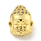 Brass Micro Pave Clear Cubic Zirconia Beads, Cadmium Free & Nickel Free & Lead Free, Buddha Head, Real 18K Gold Plated, 11x8.5x6mm, Hole: 1.2mm