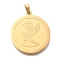 PVD Vacuum Plating 304 Stainless Steel Pendants, Flat Round Charm, Real 18K Gold Plated, Angel & Fairy, 28x25x2mm, Hole: 6x3mm