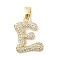 Brass Micro Pave Cubic Zirconia Pendants, Letter, Real 18K Gold Plated, Letter E, 19.5x14.5x2.5mm, Hole: 4.8x2.9mm