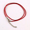 Waxed Cotton Cord Necklace Making, with Alloy Lobster Claw Clasps and Iron End Chains, Platinum, Dark Red, 17.4 inch(44cm)