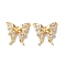 Glass Pendants, with Brass Findings, Butterfly Charm, Real 18K Gold Plated, 15.5x16x3.5mm, Hole: 1.2mm