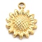 Ion Plating(IP) 304 Stainless Steel Charms, Sunflower Charm, Real 14K Gold Plated, 12.5x9.5x2.5mm, Hole: 1.5mm