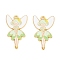 Rack Plating Alloy Enamel Pendants, Golden, Angel Charm, Light Green, 30x19x1.5mm, Hole: 1.8mm