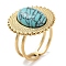 Ion Plating(IP) 304 Stainless Steel Ring, Adjustable Synthetic Turquoise Rings, Sun, 20.5mm, Inner Diameter: Adjustable