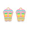Beach Theme Alloy Enamel Pendants, Light Gold, Flip Flops, 19.1x13.3x1mm, Hole: 1.8mm