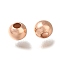 Rack Plating Brass Beads, Long-Lasting Plated, Lead Free & Cadmium Free, Round, Rose Gold, 4x3.5mm, Hole: 1.5mm