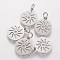 Non-Tarnish 304 Stainless Steel Pendants, Flat Round with Sun, Stainless Steel Color, 14x12x1.1mm, Hole: 3mm