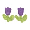Tulip Flower Shape Polyester Knitted Appliques, Costume Hat Bag Ornament Accessories, Medium Purple, 78x62x2.5mm