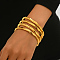 4Pcs Luxury Geometric Wave Zinc Alloy Bangles for Women's Daily Wear, Golden, Inner Diameter: 2-3/8 inch(6cm)