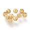 Brass Beads, Long-Lasting Plated, Textured, Solid Round, Real 18K Gold Plated, 4.5x3.8mm, Hole: 2~2.5mm