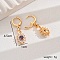 Elegant Copper Flower Hoop Earrings, with Cubic Zirconia, for Wedding Party