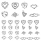 32Pcs 8 Styles Alloy Crystal Rhinstone Pendants, Heart Charms, Platinum, 10.5~20.3x9.5~28x1.5~4.5mm, Hole: 1.8~2.6mm, 4pcs/syle