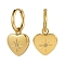Stainless Steel Heart with Sun Dangle Hoop Earrings for Women, Golden, 26x15mm