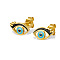 S925 Sterling Silver Stud Earrings, Golden, with Clear Cubic Zirconia, Eye