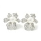 Rack Plating Brass Micro Pave Clear Cubic Zirconia Stud Earrings, with Shell Pearl, Flower, Platinum, 34.5x31.5mm