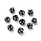 6mm Brass Rhinestone Beads, Round, Black, 6x6.5mm, Hole: 1.2mm