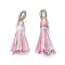 Polyester Tassel Pendants, Pale Violet Red, 36~36.5x6~7mm, Hole: 3x5mm