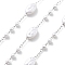 Handmade 304 Stainless Steel Chains, with ABS Imitation Pearl, Soldered, Oval, with Spool, Stainless Steel Color, 10x6x3.5mm, about 16.40 Feet(5m)/Roll