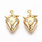 Brass Micro Pave Clear Cubic Zirconia Charms, Nickel Free, Strawberry, Real 18K Gold Plated, 12.5x7.5x3.5mm, Hole: 0.8mm