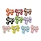Spray Painted Alloy Pendants, with ABS Plastic, Lead Free & Cadmium Free, Bowknot Charms, Mixed Color, 17x17x5mm, Hole: 1.6mm
