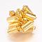 Brass Magnetic Clasps with Loops, Nickel Free, Column, Golden, 16x6mm, Hole: 1.5mm