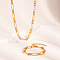 304 Stainless Steel Oval Link Chain Necklaces & Bracelets Set for Women, Golden