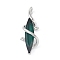 Alloy Pendants, with Glass, Horse Eye, Teal, 32x7x12mm, Hole: 3x4mm