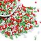 Christmas Theme Glass Seed Beads, Round Hole, Peanut, Red, 3.5x6x3.5mm, Hole: 0.8mm, about 4500pcs/pound