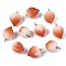 Opaque Resin Pendants, with Brass Findings, Peach, Coral, 16~17x11mm, Hole: 1.5mm