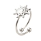 Non-Tarnish 304 Stainless Steel Open Cuff Ring, Sun, US Size 5 1/4(15.9mm)