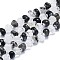Natural Black Rutilated Quartz Beads Strands, with Seed Beads, Flat, 7~8x7~8x3~5mm, Hole: 1mm, about 60pcs/strand, 15.35''(39cm)